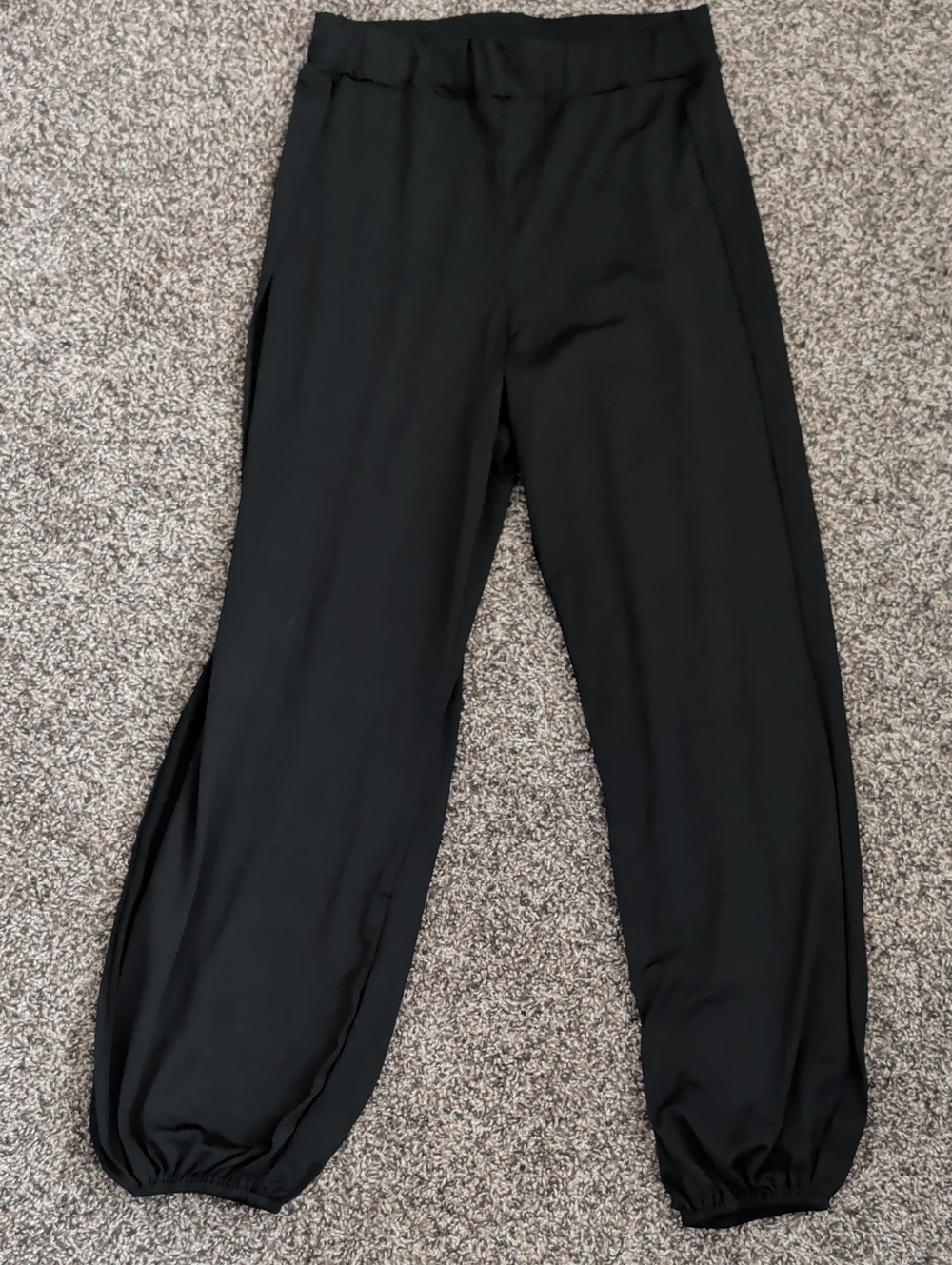 Black Elastic Hem Open Side Wide Leg Pants